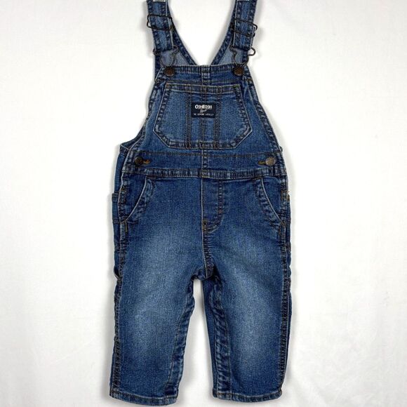 OshKosh B'gosh Other - OshKosh B'gosh Baby Overalls 9M Dark Wash Stretch Denim Bibs Vestbak Classic